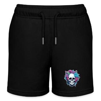 Menschlicher Schädel & Blumen 29 - Kinder Organic Joggingshorts Mini Bolter von Stanley/Stella - Schwarz - Vorne