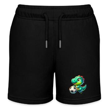 Süßer Dino spielt Fußball - Kinder Organic Joggingshorts Mini Bolter von Stanley/Stella - Schwarz - Vorne