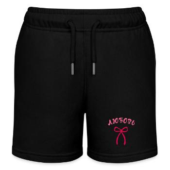 Love Pink Bow - Любовь бант - Kids Organic Sweat Shorts by Stanley/Stella - black - Front