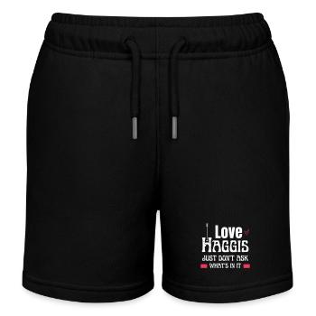 Ich liebe Haggis, frag nur nicht, was drin ist - Kinder Organic Joggingshorts Mini Bolter von Stanley/Stella - Schwarz - Vorne