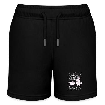 Weltbeste Kleine Schwester Einhorn rosa Schwestern - Kinder Organic Joggingshorts Mini Bolter von Stanley/Stella - Schwarz - Vorne