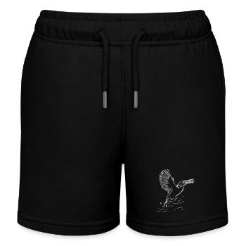 Kingfisher with fish - Kids Organic Sweat Shorts by Stanley/Stella - black - Front