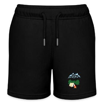 Mountain Mountaineer Expedition Adventure Camping - Kids Organic Sweat Shorts by Stanley/Stella - black - Front