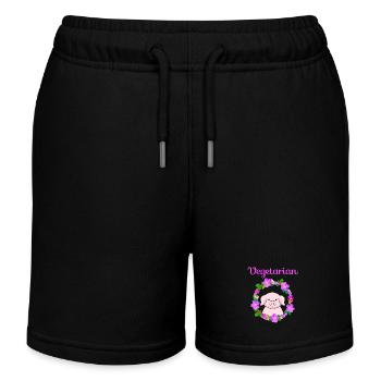 Vegetarian, cute pig design - Short de jogging enfant bio Stanley/Stella - noir - Devant