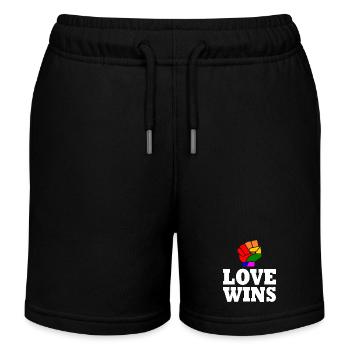 Love wins - Kids Organic Sweat Shorts by Stanley/Stella - black - Front
