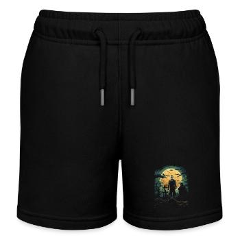 Skeleton zombie in foggy cemetery at full moon - Kids Organic Sweat Shorts by Stanley/Stella - black - Front
