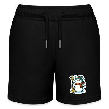 Schneemann mit Besen Ein charmantes Wintersaison-Design - Kinder Organic Joggingshorts Mini Bolter von Stanley/Stella - Schwarz - Vorne