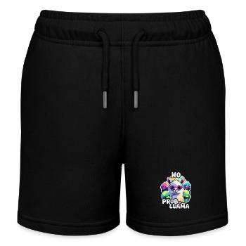 No Prob Llama - Lama Alpaka - Kinder Organic Joggingshorts Mini Bolter von Stanley/Stella - Schwarz - Vorne