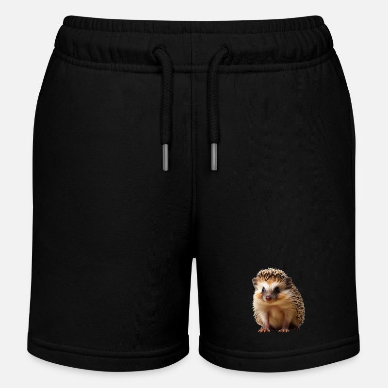 Watch out for hedgehogs in traffic - Kids Organic Sweat Shorts by Stanley/Stella - black