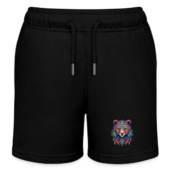 Spirit Bär Mandala Federn Esoterik Design - Kinder Organic Joggingshorts Mini Bolter von Stanley/Stella - Schwarz - Vorne