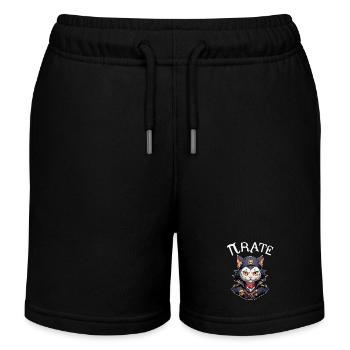 Chat pirate de Pi Day - Short de jogging enfant bio Stanley/Stella - noir - Devant