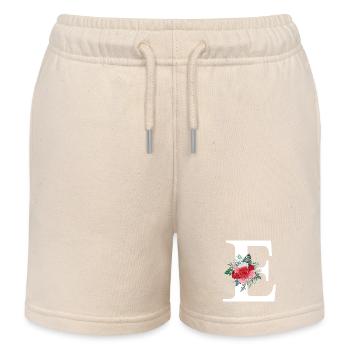 Roter Blumenbuchstabe E - Kinder Organic Joggingshorts Mini Bolter von Stanley/Stella - Natur - Vorne