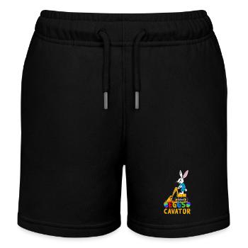 Drôle Pâques Dire Pâques Lapin Excavatrice Conducteur - Short de jogging enfant bio Stanley/Stella - noir - Devant