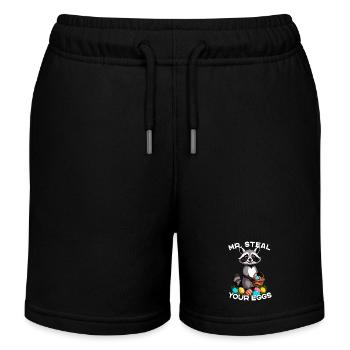 Eggs Thief Funny Raccoon Easter Design - Kids Organic Sweat Shorts by Stanley/Stella - black - Front