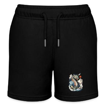 Samurai Ukiyo-E Art Japanese Dragon - Kids Organic Sweat Shorts by Stanley/Stella - black - Front