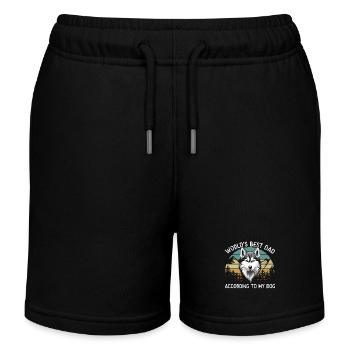 World Best Dog Dad Siberian Husky Funny - Kids Organic Sweat Shorts by Stanley/Stella - black - Front