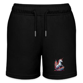 Couleurs vives uniques Unicorn Fantasy - Short de jogging enfant bio Stanley/Stella - noir - Devant