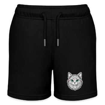 Niedliches Katzendesign - Kinder Organic Joggingshorts Mini Bolter von Stanley/Stella - Schwarz - Vorne