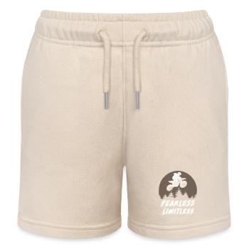Fearless Limitless Motocross - Kids Organic Sweat Shorts by Stanley/Stella - soft Ecru - Front