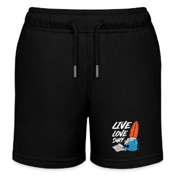 Live Love Surfing - Kids Organic Sweat Shorts by Stanley/Stella - black - Front