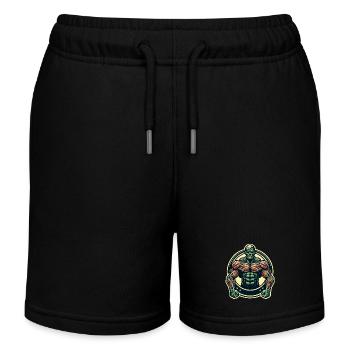 Muskulöser Bodybuilder Halloween Kostüm Deko - Kinder Organic Joggingshorts Mini Bolter von Stanley/Stella - Schwarz - Vorne