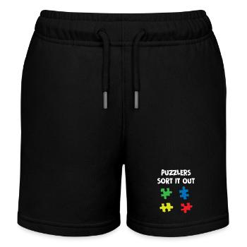 Puzzlers Sort It Out - Kids Organic Sweat Shorts by Stanley/Stella - black - Front