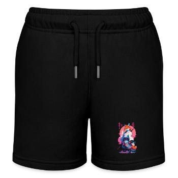 Kitsune Samurai Fuchs Aesthetic Vaporwave Stil - Kinder Organic Joggingshorts Mini Bolter von Stanley/Stella - Schwarz - Vorne