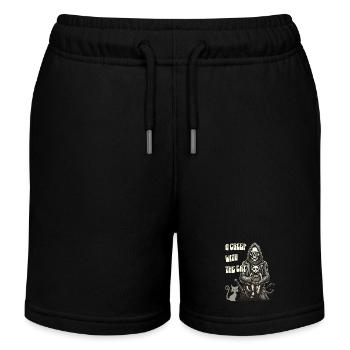 Une frayeur avec le motif du chat d’Halloween - Short de jogging enfant bio Stanley/Stella - noir - Devant