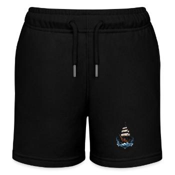 Majestätisches Segelschiff Auf Hoher See - Kinder Organic Joggingshorts Mini Bolter von Stanley/Stella - Schwarz - Vorne