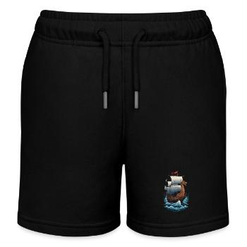 Wikinger Drachenboot Auf Hoher See - Kinder Organic Joggingshorts Mini Bolter von Stanley/Stella - Schwarz - Vorne