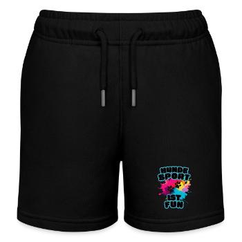 Aufdruck Hundesport ist fun rainbow Var. schwarz - Kinder Organic Joggingshorts Mini Bolter von Stanley/Stella - Schwarz - Vorne