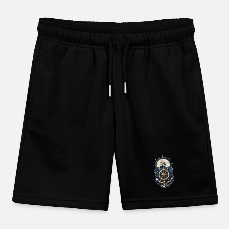 Nautical Adventure Sailing Ship Compass Kids Organic Sweat Shorts by Stanley/Stella