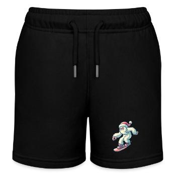 Snowboard Yéti au chapeau de Père Noël - Short de jogging enfant bio Stanley/Stella - noir - Devant