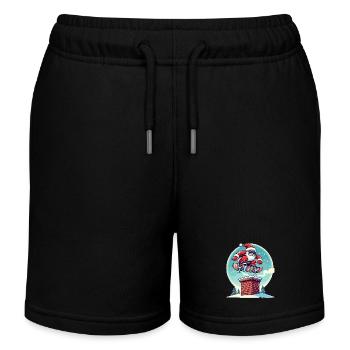 Skateboardender Weihnachtsmann Spaßiger Winter - Kinder Organic Joggingshorts Mini Bolter von Stanley/Stella - Schwarz - Vorne