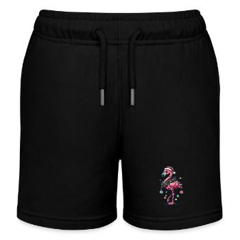 Flamant rose drôle avec décoration de Noël - Short de jogging enfant bio Stanley/Stella - noir - Devant