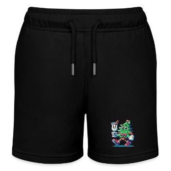 Fröhlicher Weihnachtsbaum Retro Stil - Kinder Organic Joggingshorts Mini Bolter von Stanley/Stella - Schwarz - Vorne