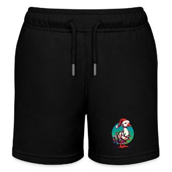 gChristmas Funny Clumsy Goose - Kids Organic Sweat Shorts by Stanley/Stella - black - Front