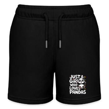 Panda Bear Panda Animal Pandas - Kids Organic Sweat Shorts by Stanley/Stella - black - Front