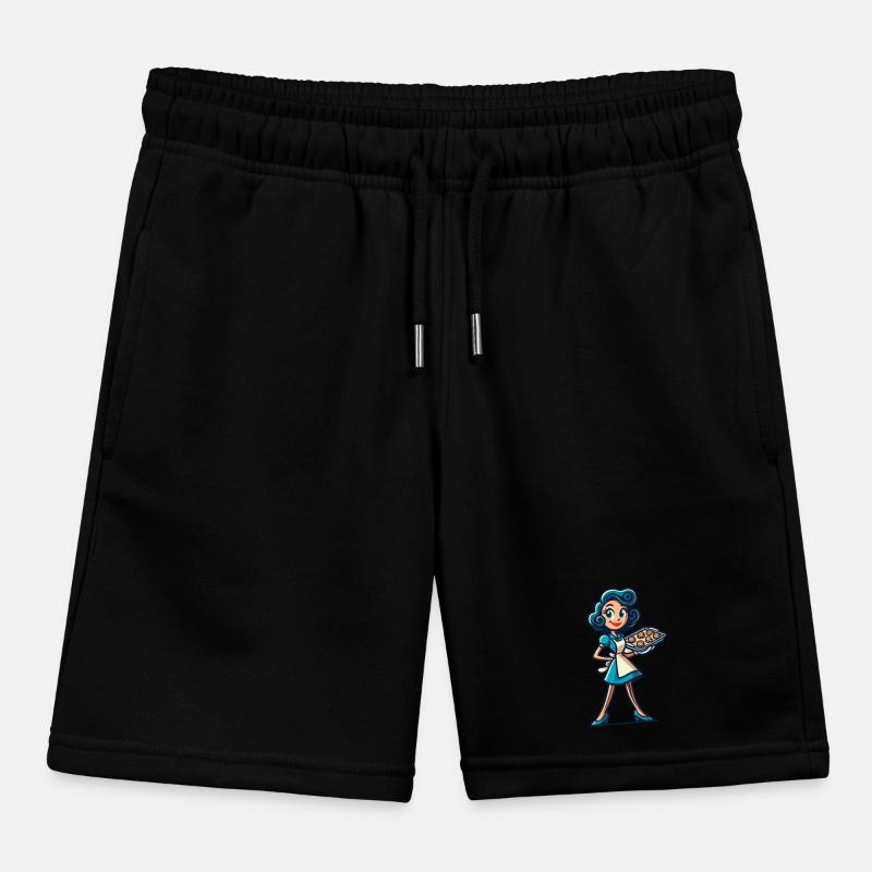 Cheerful baker with cookie tray Kids Organic Sweat Shorts by Stanley/Stella