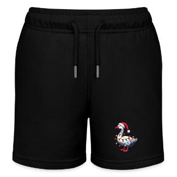 Funny Clumsy Christmas Goose - Kids Organic Sweat Shorts by Stanley/Stella - black - Front