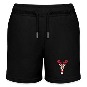 Weihnachtliches Rentier Mit Schal - Kinder Organic Joggingshorts Mini Bolter von Stanley/Stella - Schwarz - Vorne
