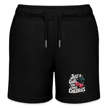 Cherries Cherries Fruits Food - Kids Organic Sweat Shorts by Stanley/Stella - black - Front