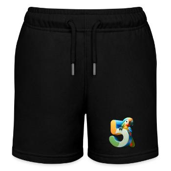 Children's Design – Parrot and Numbers - Kids Organic Sweat Shorts by Stanley/Stella - black - Front