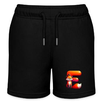 Cheerful fox with the letter E - Kids Organic Sweat Shorts by Stanley/Stella - black - Front