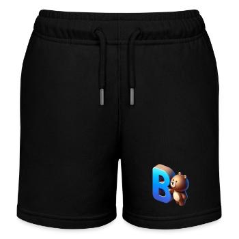 Cute bear with glowing letter B - Kids Organic Sweat Shorts by Stanley/Stella - black - Front