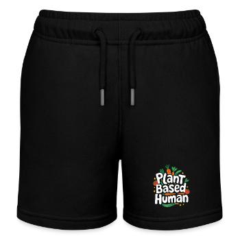 Vegetarisch Vegan Veggie Vegetarier - Kinder Organic Joggingshorts Mini Bolter von Stanley/Stella - Schwarz - Vorne