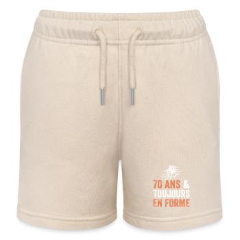 Cadeau anniversaire 70 ans Vélo - Short de jogging enfant bio Stanley/Stella - écru doux - Devant