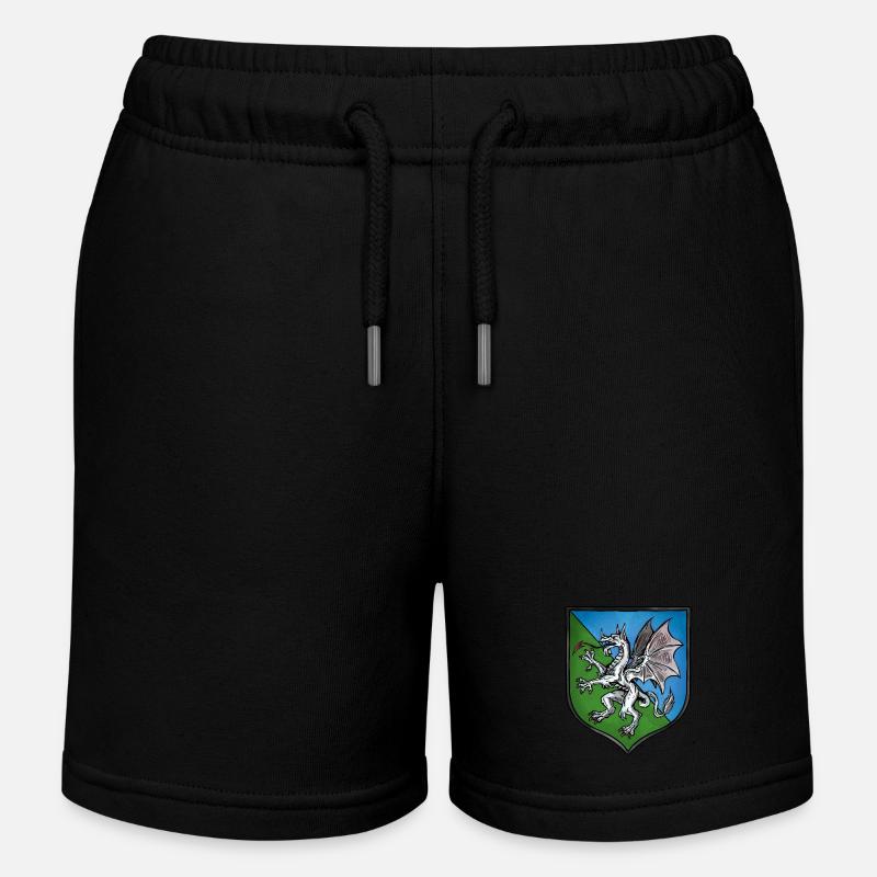 Armoiries dragon blanc - Short de jogging enfant bio Stanley/Stella - noir