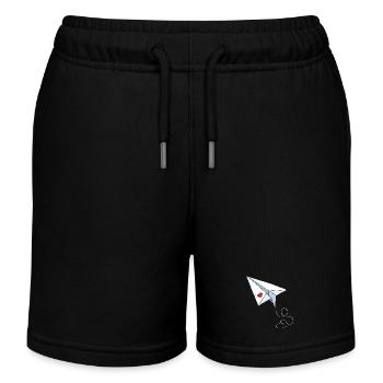 Avion en papier avec coeur - Amour - Voyage - Vol - Short de jogging enfant bio Stanley/Stella - noir - Devant
