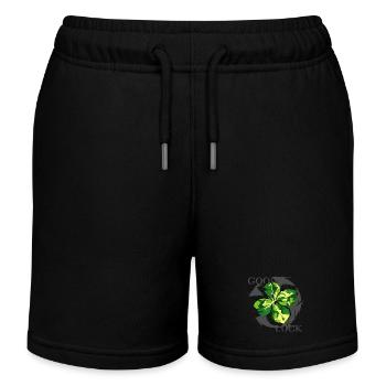 good luck blatt Kleeblatt Symbol Grafik Natur icon - Kinder Organic Joggingshorts Mini Bolter von Stanley/Stella - Schwarz - Vorne